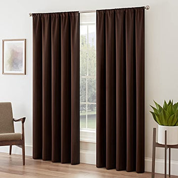 Eclipse Tricia Modern Room Darkening Thermal Rod Pocket Window Curtain for Bedroom (1 Panel), 52 in x 95 in, Espresso