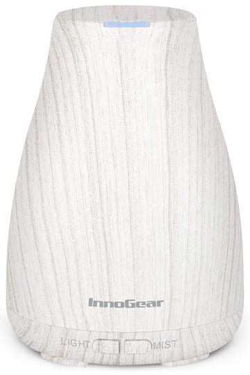 InnoGear Essential Oil Diffuser, Premium 5-in-1 Diffusers for Home Scent Aromatherapy Diffuser Air Desk Humidifier for Bedroom Large Room Office 7 Color LED 2 Mist Mode Waterless Auto Off, White Grey