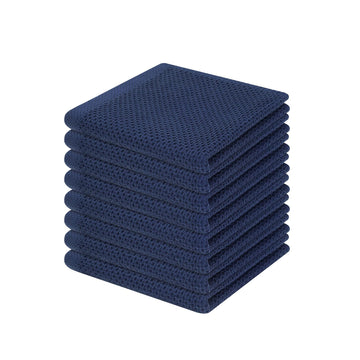 Homaxy 100% Cotton Waffle Weave Kitchen Dish Cloths, Ultra Soft Absorbent Quick Drying Dish Towels, 12 x 12 Inches, 8-Pack, Navy Blue