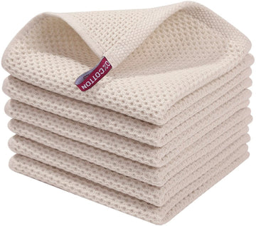 Homaxy 100% Cotton Waffle Weave Kitchen Dish Towels, Ultra Soft Absorbent Quick Drying Cleaning Towel, 13x28 Inches, 4-Pack, Reddish Orange