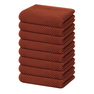 Homaxy 100% Cotton Waffle Weave Kitchen Dish Towels, Ultra Soft Absorbent Quick Drying Cleaning Towel, 13 x 28 Inches, 8-Pack, Rust