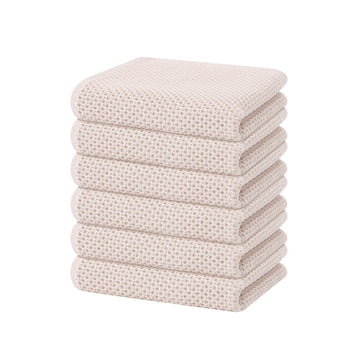 Homaxy 100% Cotton Waffle Weave Kitchen Dish Towels, Ultra Soft Absorbent Quick Drying Cleaning Towel, 13 x 28 Inches, 6-Pack, Beige