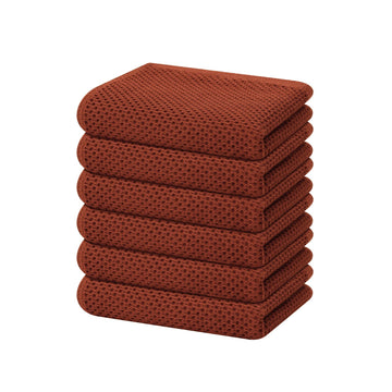 Homaxy 100% Cotton Waffle Weave Kitchen Dish Towels, Ultra Soft Absorbent Quick Drying Cleaning Towel, 13 x 28 Inches, 6-Pack, Rust