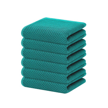 Homaxy 100% Cotton Waffle Weave Kitchen Dish Towels, Ultra Soft Absorbent Quick Drying Cleaning Towel, 13 x 28 Inches, 6-Pack, Teal