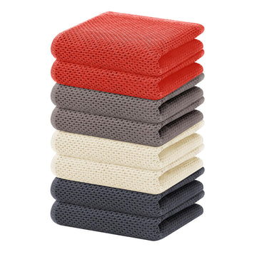Homaxy 100% Cotton Waffle Weave Kitchen Dish Towels, Ultra Soft Absorbent Quick Drying Cleaning Towel, 13 x 28 Inches, 8-Pack, Mixed Color