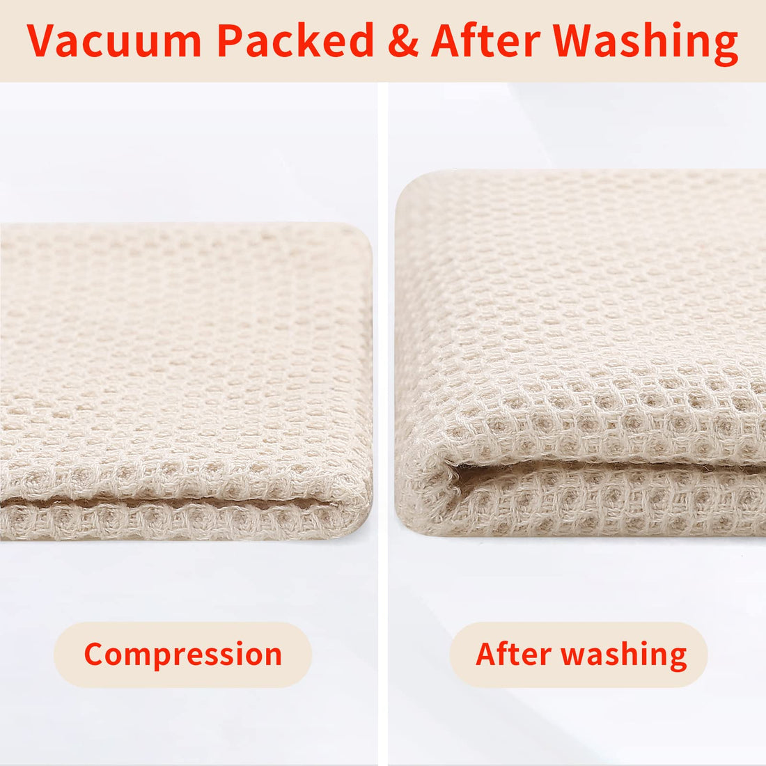 Homaxy 100% Cotton Waffle Weave Kitchen Dish Towels, Ultra Soft Absorbent Quick Drying Cleaning Towel, 13x28 Inches, 4-Pack, Beige