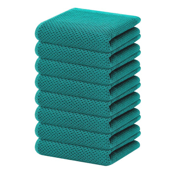 Homaxy 100% Cotton Waffle Weave Kitchen Dish Towels, Ultra Soft Absorbent Quick Drying Cleaning Towel, 13 x 28 Inches, 8-Pack, Teal