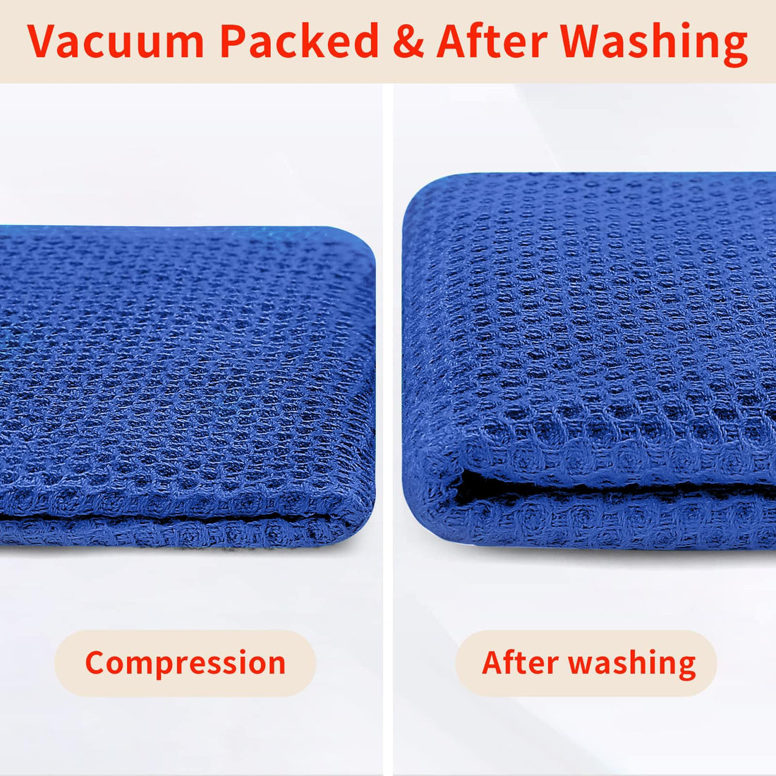 Homaxy 100% Cotton Waffle Weave Kitchen Dish Towels, Ultra Soft Absorbent Quick Drying Cleaning Towel, 13x28 Inches, 4-Pack, Blueberry