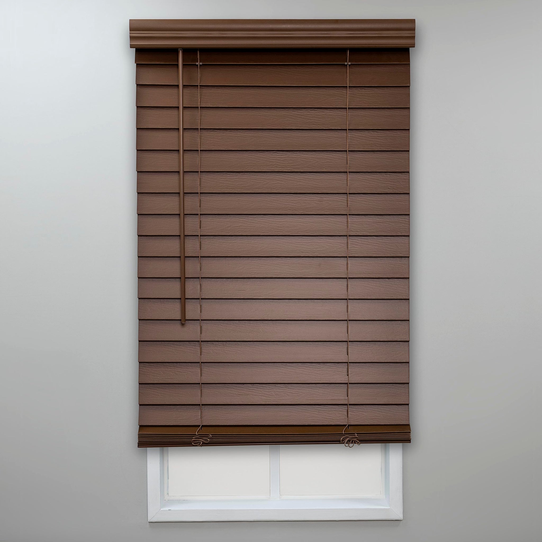 Eclipse 2in. Faux Wood Blinds, 33"W x 48"L in Dark Oak - Cordless Window Blinds, Certified Safe for Children & Pets, Light Filtering, Wand Tilt and Smooth Easy Operation, Window Shades for Home